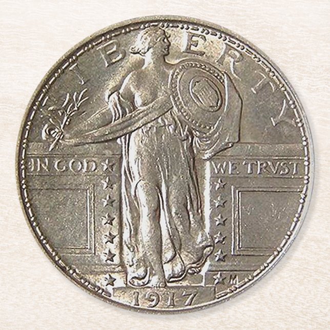 Liberty Dollar Round Paper Coaster (Front)