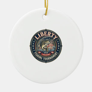 Liberty Fishing Tournament Patriotic Patriotic Fis Ceramic Tree Decoration