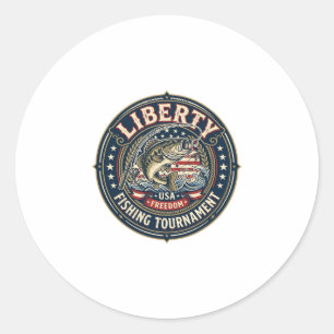 Liberty Fishing Tournament Patriotic Patriotic Fis Classic Round Sticker