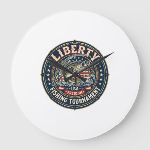 Liberty Fishing Tournament Patriotic Patriotic Fis Large Clock