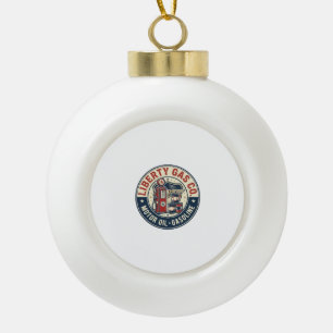 Liberty Gas Co Patriotic Patriotic Gas Station Mot Ceramic Ball Christmas Ornament