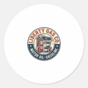 Liberty Gas Co Patriotic Patriotic Gas Station Mot Classic Round Sticker