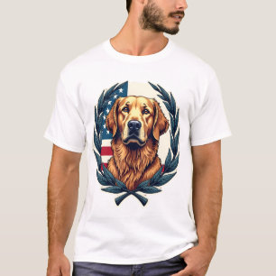 Liberty Golden Retriever Vintage Patriotic Tee
