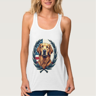 Liberty Golden Retriever Vintage Patriotic Tee