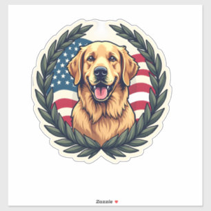 Liberty Golden Retriever Vintage Patriotic Tee 4