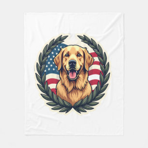 Liberty Golden Retriever Vintage Patriotic Tee 4 Fleece Blanket