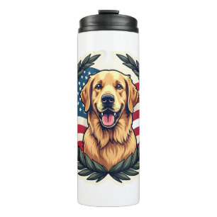 Liberty Golden Retriever Vintage Patriotic Tee 4 Thermal Tumbler