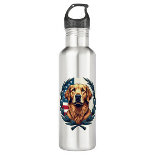 Liberty Golden Retriever Vintage Patriotic Tee 710 Ml Water Bottle
