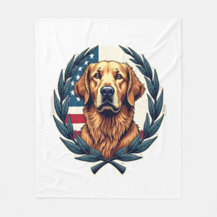 Liberty Golden Retriever Vintage Patriotic Tee Fleece Blanket