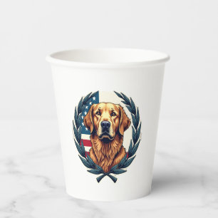 Liberty Golden Retriever Vintage Patriotic Tee Paper Cups