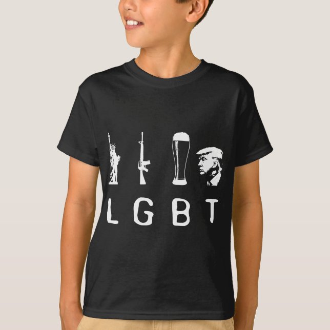 Liberty Guns Beer Trump  LGBT Gif T-Shirt (Front)