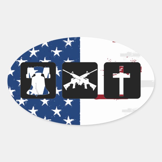 Liberty Guns Religion Oval Oval Sticker (Front)