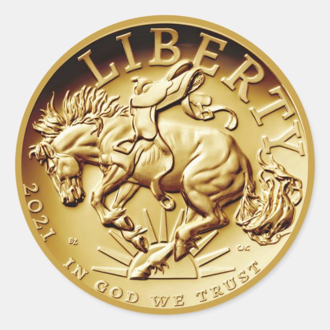 Liberty Horse Coin Classic Round Sticker (Front)