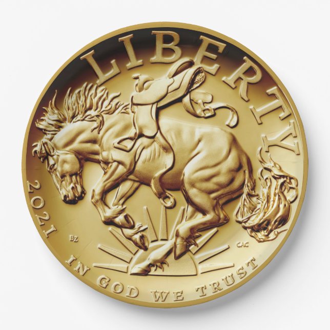 Liberty Horse Coin  Paper Plate (Front)