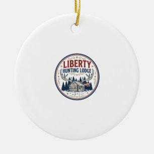Liberty Hunting Lodge Patriotic Patriotic Hunting  Ceramic Tree Decoration