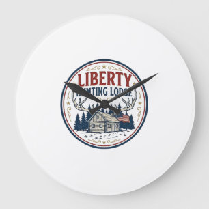 Liberty Hunting Lodge Patriotic Patriotic Hunting  Large Clock