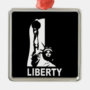 Liberty in Black & White Metal Tree Decoration