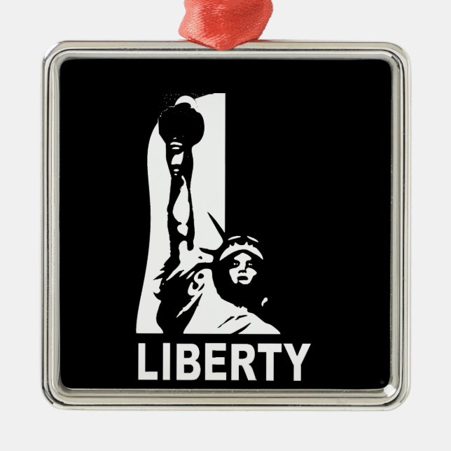 Liberty in Black & White Metal Tree Decoration (Front)
