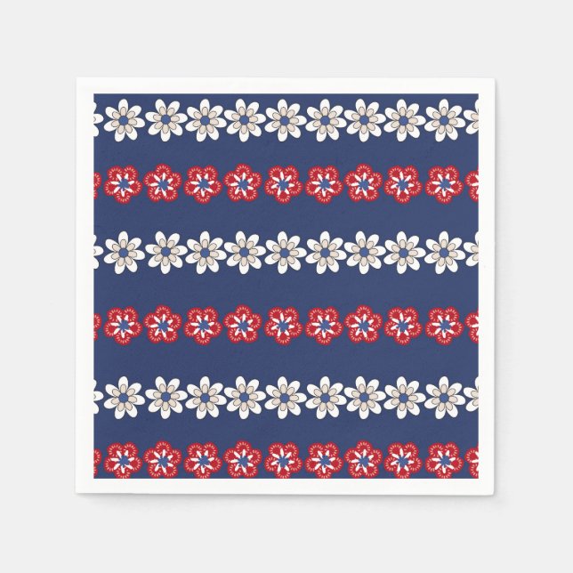 Liberty in Bloom: A Patriotic Floral Pattern Napkin (Front)