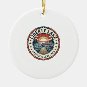 Liberty Lake Patriotic Patriotic Lake Life Vintage Ceramic Tree Decoration