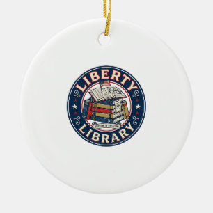 Liberty Library Patriotic Patriotic Library Readin Ceramic Tree Decoration