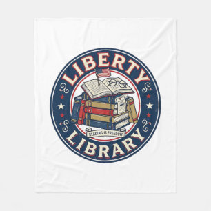 Liberty Library Patriotic Patriotic Library Readin Fleece Blanket