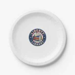 Liberty Library Patriotic Patriotic Library Readin Paper Plate