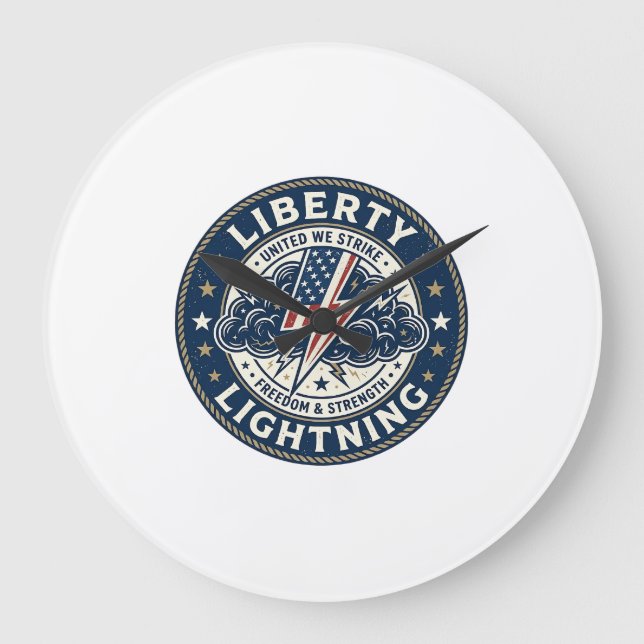 Liberty Lightning Patriotic Patriotic Storm Lightn Large Clock (Front)