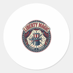 Liberty Magic Patriotic Patriotic Magic Show Vinta Classic Round Sticker