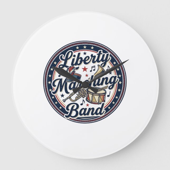 Liberty Marching Band Patriotic Patriotic Marching Large Clock (Front)