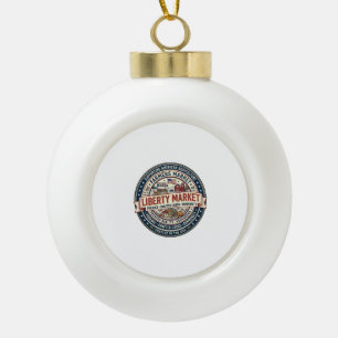 Liberty Market Patriotic Patriotic Farmers Market  Ceramic Ball Christmas Ornament
