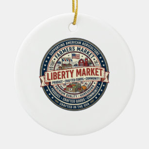 Liberty Market Patriotic Patriotic Farmers Market  Ceramic Tree Decoration