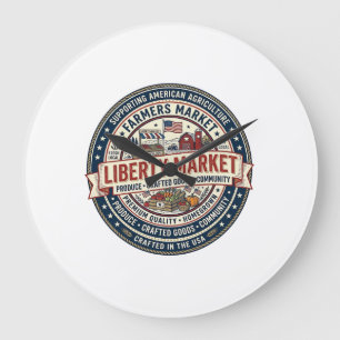 Liberty Market Patriotic Patriotic Farmers Market Large Clock