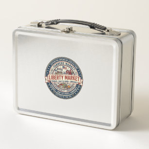 Liberty Market Patriotic Patriotic Farmers Market  Metal Lunch Box