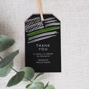 LIBERTY Military Retirement Party Thin Green Line Gift Tags