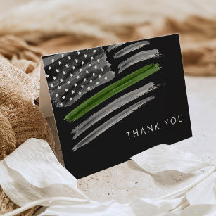 LIBERTY Military Retirement Party Thin Green Line Thank You Card