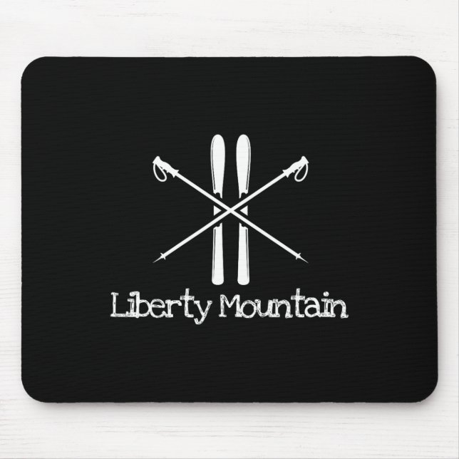 Liberty Mountain Rustic Skiing Ski Skis Skier Down Mouse Pad (Front)