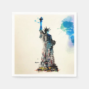 Liberty New York City Travel Love Watercolor Napkin