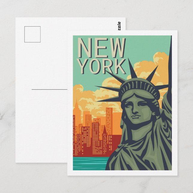 Liberty New York Famous Travel Place Illustration Postcard (Front/Back)