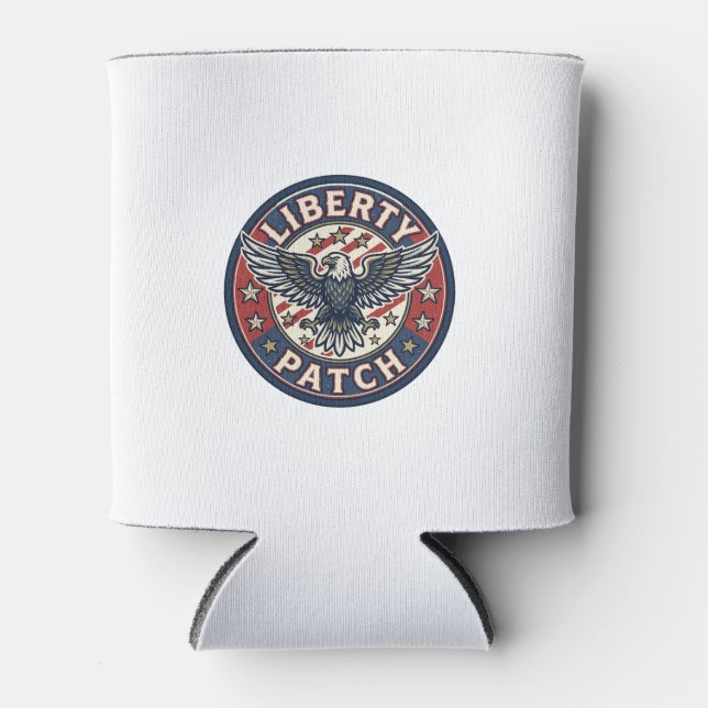 Liberty Patch Patriotic Patriotic Patch Embroidery Can Cooler (Front)