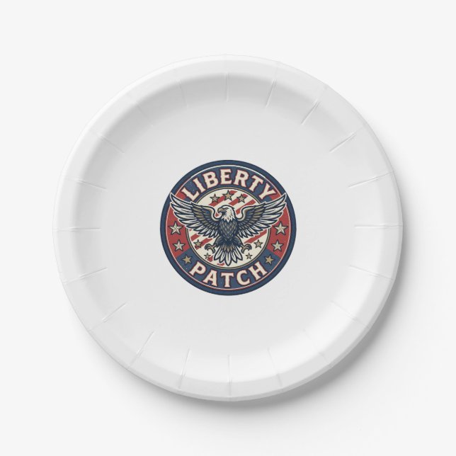 Liberty Patch Patriotic Patriotic Patch Embroidery Paper Plate (Front)