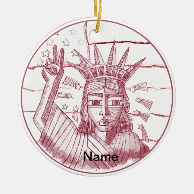 Liberty Peace Ceramic Tree Decoration (Front)