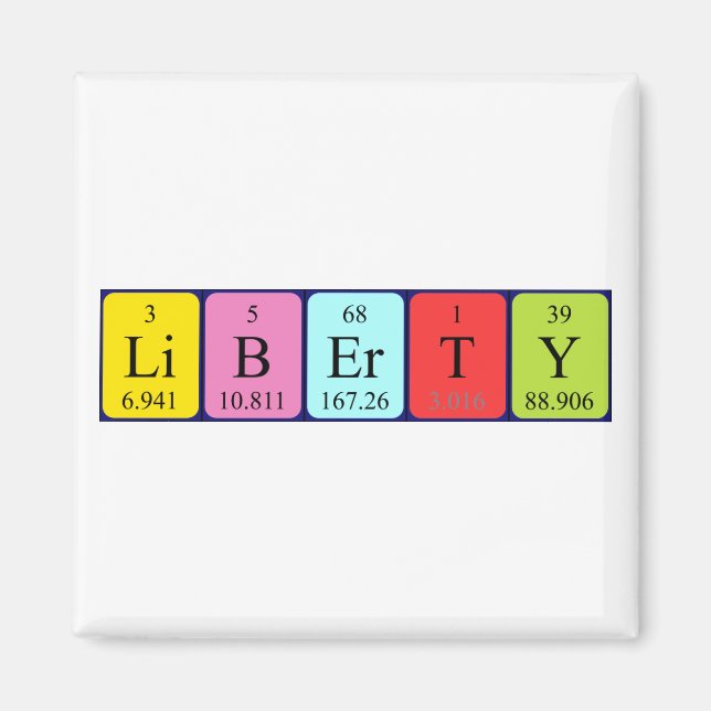 Liberty periodic table name magnet (Front)