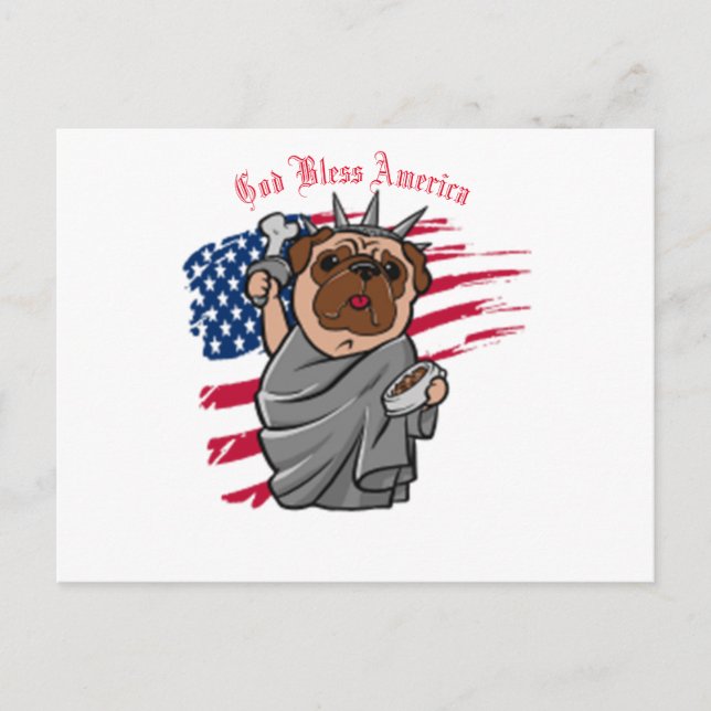 Liberty Pug Postcard (Front)