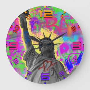 Liberty Punk Graffiti Wall Clock – Neon Vibes