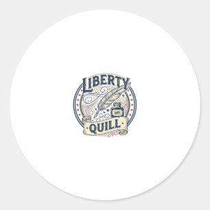Liberty Quill Patriotic Patriotic Quill Ink Vintag Classic Round Sticker