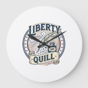 Liberty Quill Patriotic Patriotic Quill Ink Vintag Large Clock