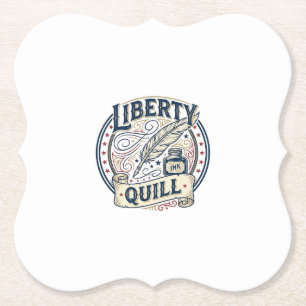 Liberty Quill Patriotic Patriotic Quill Ink Vintag Paper Coaster
