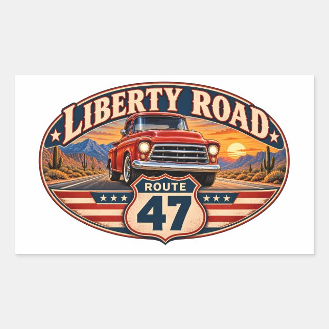 Liberty Road Route 47 Vintage Pickup Rectangular Sticker (Front)