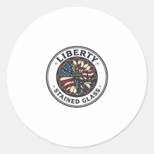 Liberty Stained Glass Patriotic Patriotic Stained Classic Round Sticker